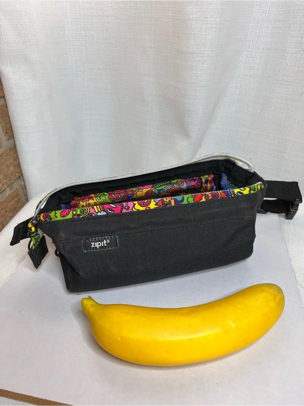 Zipit Large Pencil Case Crossbody Belt Bag Colorful Graffiti Monster Print